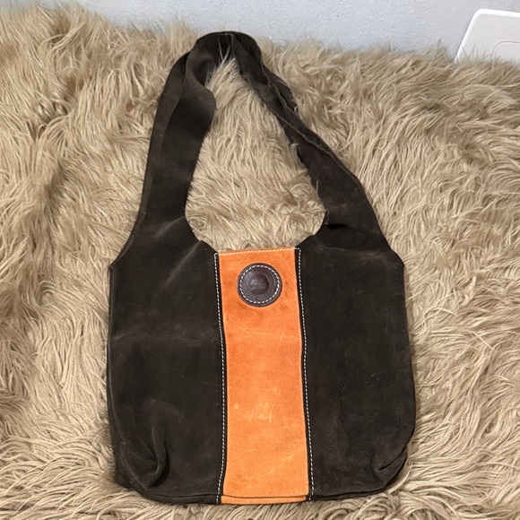 fuoco aria aqua Handbags - Fuoco Suede Brown and Orange shoulder Bag